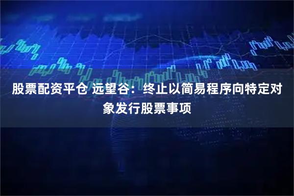 股票配资平仓 远望谷：终止以简易程序向特定对象发行股票事项
