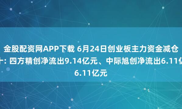 金股配资网APP下载 6月24日创业板主力资金减仓前十: 四方精创净流出9.14亿元、中际旭创净流出6.11亿元