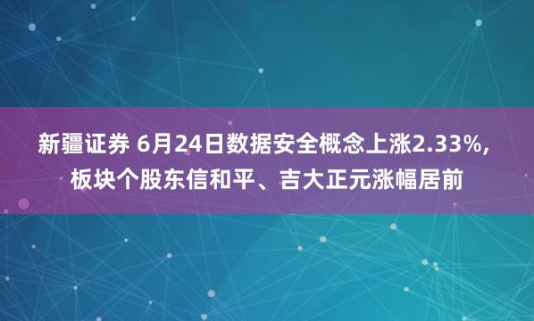 新疆证券 6月24日数据安全概念上涨2.33%, 板块个股东信和平、吉大正元涨幅居前