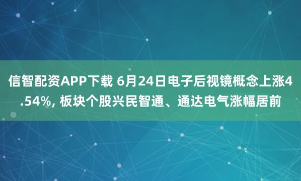 信智配资APP下载 6月24日电子后视镜概念上涨4.54%, 板块个股兴民智通、通达电气涨幅居前