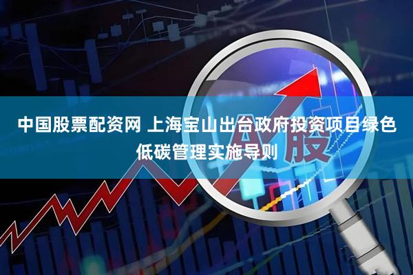 中国股票配资网 上海宝山出台政府投资项目绿色低碳管理实施导则